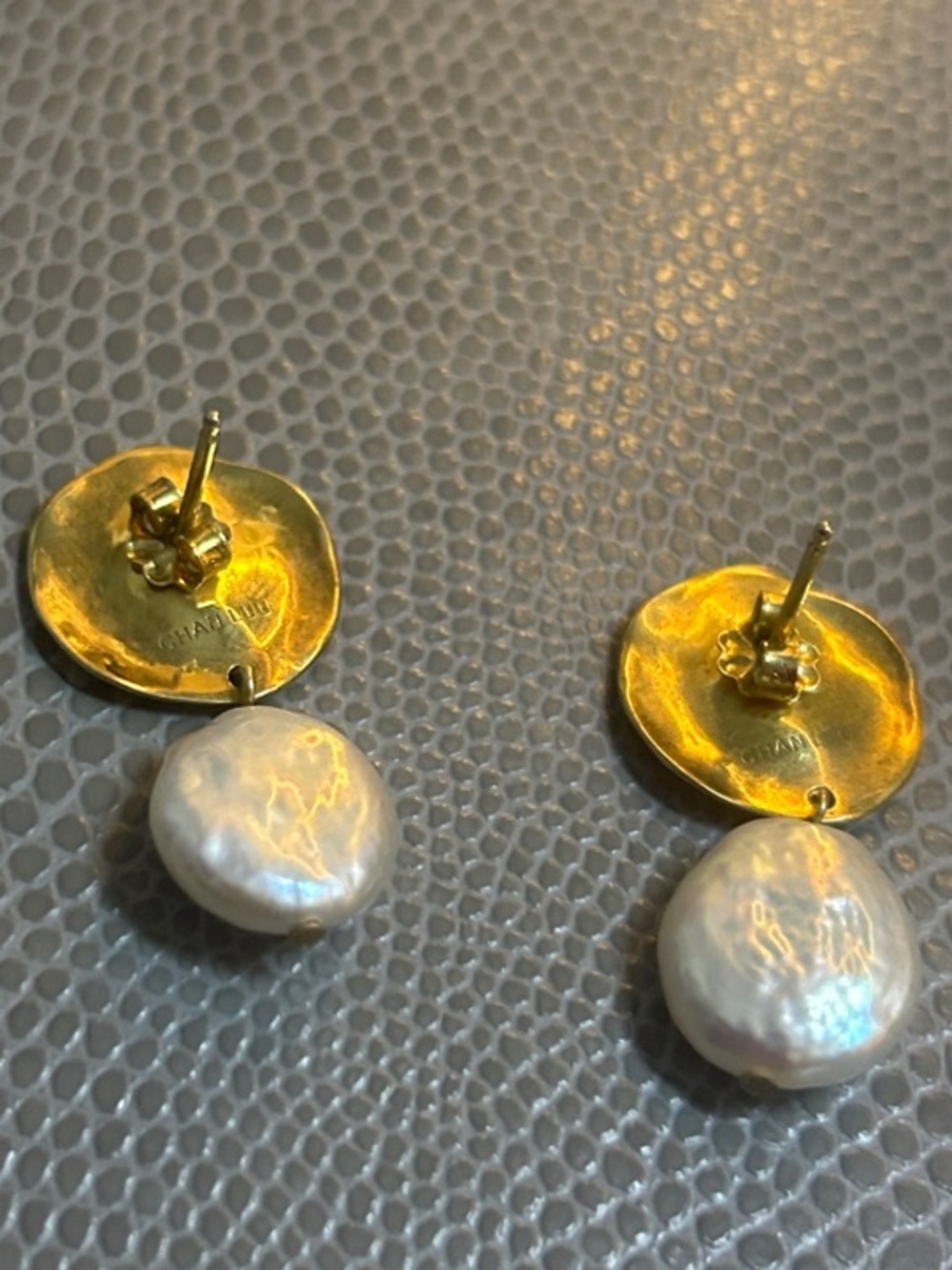 Chan Luu Two Tiered White Keshi Pearl Earrings - Picture 6 of 7